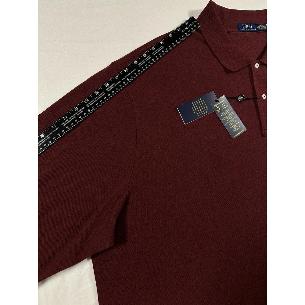 Polo‎ Ralph Lauren Men's Maroon Red Long Sleeve Knit Polo Shirt Size 4XB Preppy
